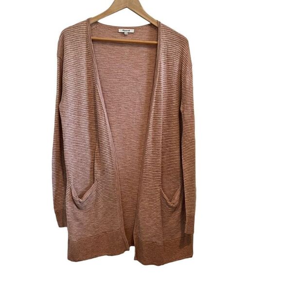 Madewell XXS Ryder Striped Open Longline Cardigan Blush Pink - Picture 3 of 7
